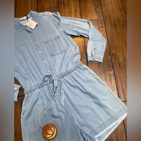 Melissa Nepton “Malo” Long Sleeve Short Denim Romper - Picture 8 of 12